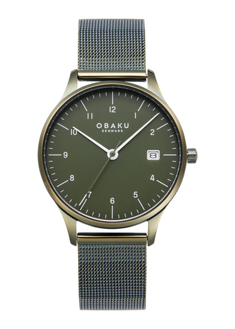 OBAKU CHIA LILLE LEAF MESH BRACELET GREEN DIAL V298LDEEME