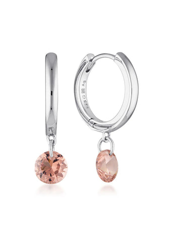 GEORGINI MIRAGE ALICE MORGANITE CZ DROPLET EARRINGS SILVER IE1166P