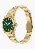 FOSSIL EVERETT GREEN DIAL BAGUETTE STONE GOLD BRACELET ES5493