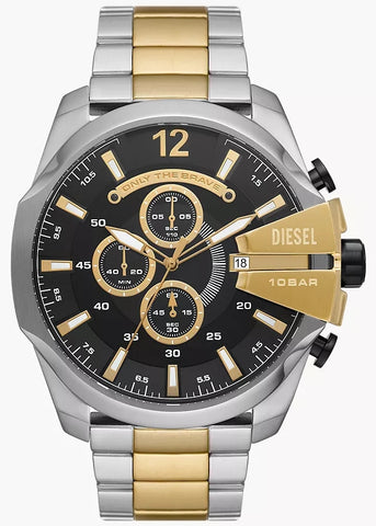 DIESEL MEGA CHIEF CHRONOGRAPH BLACK DIAL TWO-TONE BRACELET DZ4581