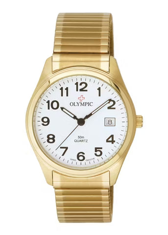OLYMPIC GENTS 12 FIGURE DIAL GOLD EXPANDING BRACELET 23081