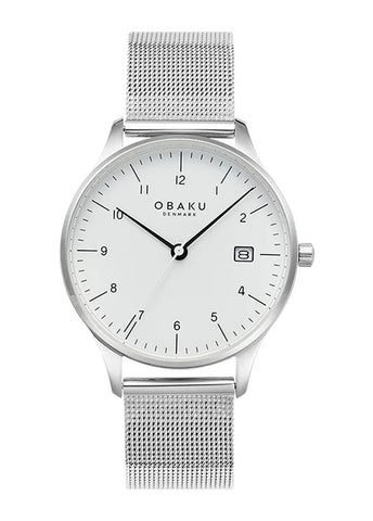 OBAKU CHIA LILLE STAINLESS STEEL MESH BRACELET WHITE DIAL V298LDCWMC