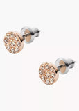 FOSSIL JEWELLERY SADIE CRYSTAL DISC ROSE GOLD STUD EARRINGS JF00830791