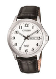 CITIZEN QUARTZ GENTS DAY DATE BLACK LEATHER BF5000-01A