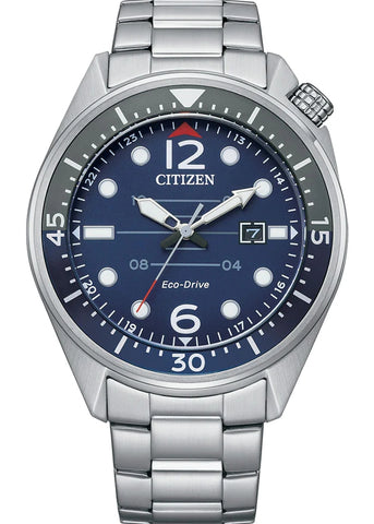 CITIZEN GENTS ECO-DRIVE AVIATOR BLUE DIAL STAINLESS STEEL AW1716-83L