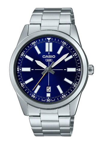 CASIO ANALOGUE BLUE DIAL STAINLESS STEEL BRACELET MTPVD02D-2E