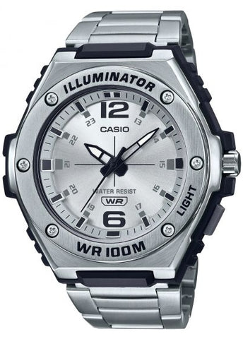 CASIO GENTS ANALOGUE SILVER DIAL STAINLESS STEEL BRACELET MWA100HD-7A
