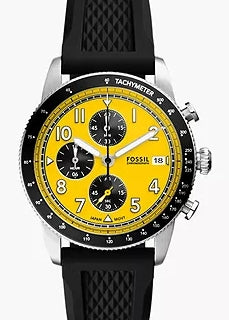 FOSSIL SPORT TOURE YELLOW DIAL CHRONOGRAPH BLACK SILICONE FS6044