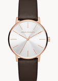 ARMANI EXCHANGE LOLA SILVE DIAL ROSE GOLD CASE BROWN LEATHER AX5592
