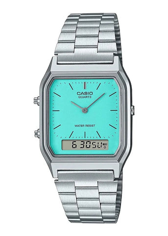 CASIO VINTAGE ANALOGUE / DIGITAL TURQUOISE DIAL STAINLESS AQ230A-2A2