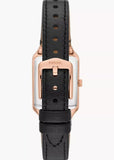 FOSSIL RAQUEL WHITE DIAL ROSE GOLD CASE BLACK LEATHER BAND ES5310