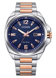 CITIZEN GENTS ECO-DRIVE BLUE DIAL BITONE ROSE STAINLESS AW1726-55L