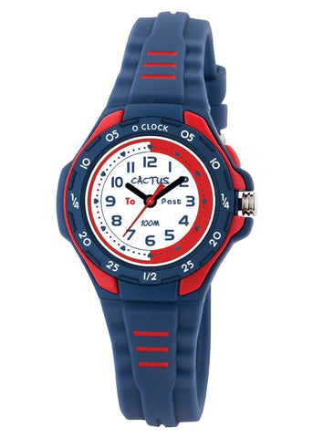 CACTUS ANALOGUE TIME TEACHER MENTOR NAVY BLUE/RED CAC-116-M03