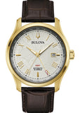 BULOVA GENTS CLASSIC AUTOMATIC G.M.T DIAL BROWN LEATHER 97B210