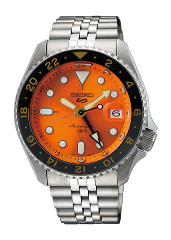 SEIKO 5 SPORTS AUTOMATIC G.M.T ORANGE DIAL STAINLESS STEEL SSK005K