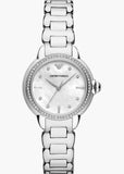 EMPORIO ARMANI MIA CRYSTAL SET PEARL DIAL STAINLESS BRACELET AR11596