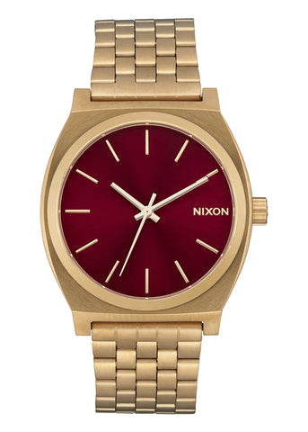 NIXON TIME TELLER GOLD OXBLOOD SUNRAY DIAL A045 5098-00