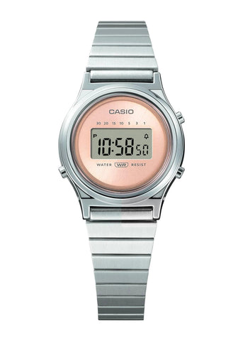 CASIO DIGITAL PETITE ROUND CASE ROSE GOLD DIAL STAINLESS LA700WE-4A