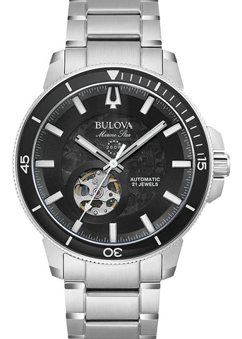 BULOVA GENTS MARINE STAR AUTOMATIC BLACK DIAL STAINLESS 96A290