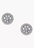 FOSSIL JEWELLERY BLUE MOSAIC CRYSTAL STAINLESS STUD EARRINGS JF03222040