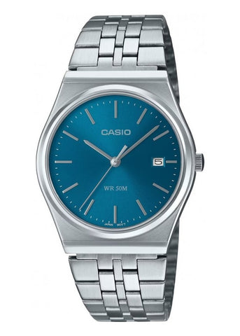 CASIO ANALOGUE BLUE DIAL STAINLESS STEEL BRACELET MTPB145D-2A2