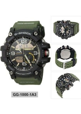 GG1000-1A3 CASIO G-SHOCK MUDMASTER TWIN SENSOR BLACK GREEN RESIN