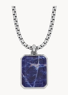 FOSSIL JEWELLERY ALL STACKED UP BLUE SODALITE CHAIN NECKLACE JF04469040