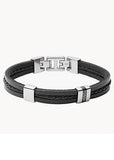 FOSSIL JEWELLERY LEATHER ESSENTIALS BLACK STRAND BRACELET JF03686040