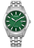 CITIZEN GENTS ECO-DRIVE GREEN DIAL STAINLESS STEEL BRACELET BM7530-50X