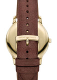 EMPORIO ARMANI MINIMALIST SOFT GOLD DIAL BROWN LEATHER BAND AR11610