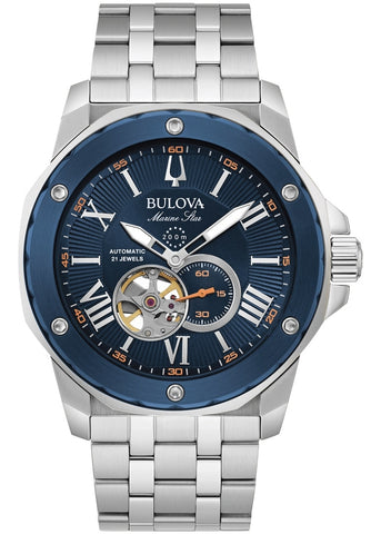 BULOVA GENTS MARINE STAR AUTOMATIC BLUE DIAL STAINLESS STEEL 98A302
