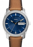 FOSSIL MACHINE GENTS BLUE DIAL TAN ECO-LEATHER BAND FS5920