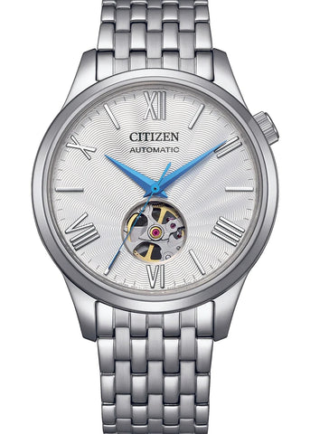 CITIZEN AUTOMATIC OPEN HEART SILVER DIAL STAINLESS STEEL NH9130-84A