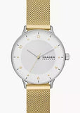 SKAGEN RIIS WHITE DIAL GOLD MESH BRACELET SKW3092