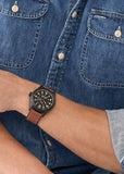 FOSSIL DEFENDER SOLAR BLACK DIAL TAN LEATHER BAND FS5978