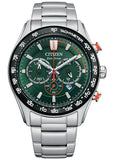 CITIZEN GENTS ECO-DRIVE CHRONOGRAPH GREEN DIAL STAINLESS STE CA4486-82X