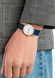 SKAGEN SIGNATUR LILLE WHITE DIAL ROSE GOLD BLUE LEATHER BAND SKW2838