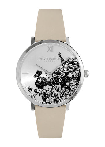 OLIVIA BURTON FLORAL BLOOMS ANTIQUE PEARL LEATHER BAND 24000113