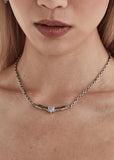 STOLEN GIRLFRIENDS CLUB TIWSTED THORN HEART BLUE NECKLACE JWL4-23-27