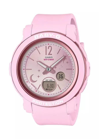 CASIO BABY-G DUO MOON & STARS SPARKLE DIAL PINK RESIN BAND BGA290DS-4A