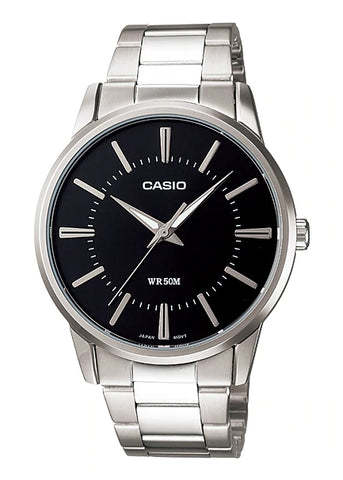 CASIO GENTS ANALOGUE BLACK DIAL STAINLESS STEEL MTP1303D-1AV