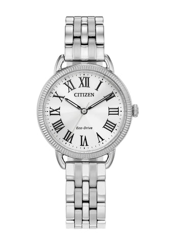 CITIZEN LADIES ECO-DRIVE SILVER DIAL STAINLESS STEEL EM1050-56A