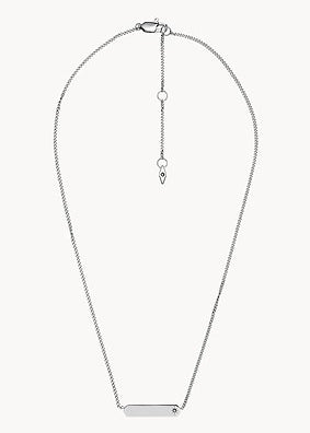 Chevron Stainless Steel Dog Tag Necklace - JF03996040 - Fossil