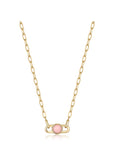 ANIA HAIE PACED OUT ROSE QUART LINK NECKLACE GOLD N045-05G RQ