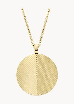 FOSSIL JEWELLERY HARLOW LINEAR TEXTURE CIRCLE GOLD NECKLACE JF04534710