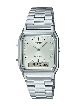 CASIO VINTAGE ANALOGUE / DIGITAL SILVER DIAL STAINLESS AQ230A-7A