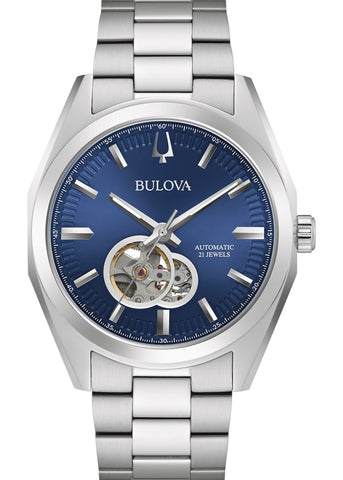 BULOVA GENTS SURVEYOR AUTOMATIC BLUE DIAL STAINLESS STEEL 96A275