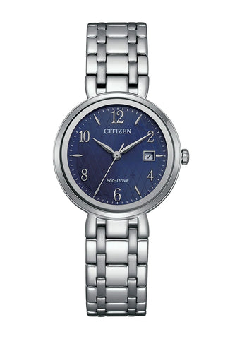 CITIZEN LADIES ECO DRIVE BLUE DIAL STAINLESS STEEL EW2690-81L