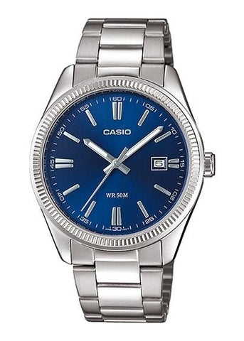 CASIO ANALOGUE BLUE DIAL STAINLESS STEEL BRACELET MTP1302PD-2A