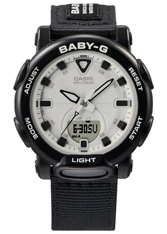 CASIO BABY-G DUO WHITE DIAL BLACK FABRIC BAND BGA310C-1A